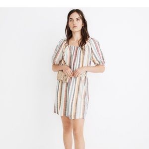 NWT Madewell Puff-Sleeve Trapeze Striped Dress